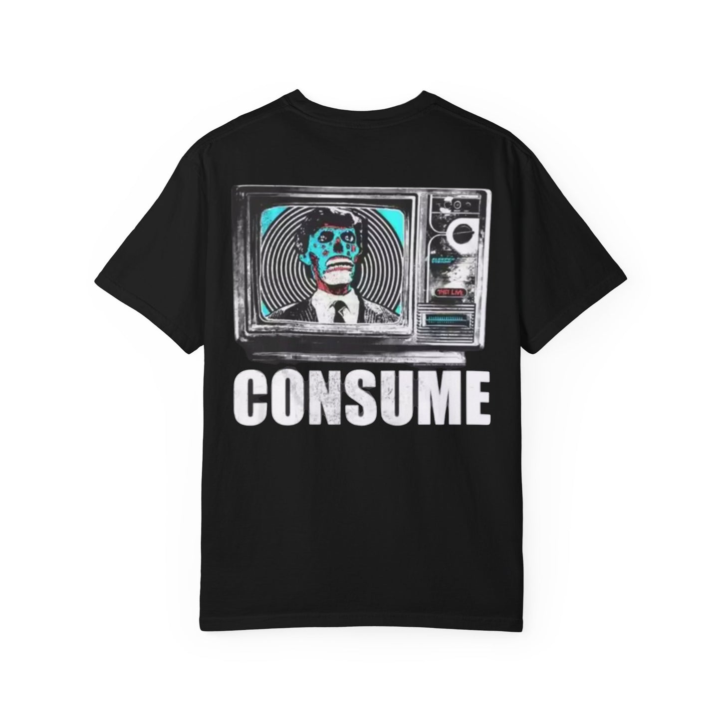 Unisex Graphic T-Shirt - “Consume” Design, Cool Casual Style, Gifts for Trendsetters, Unique Streetwear, Perfect for Events, Everyday Wear
